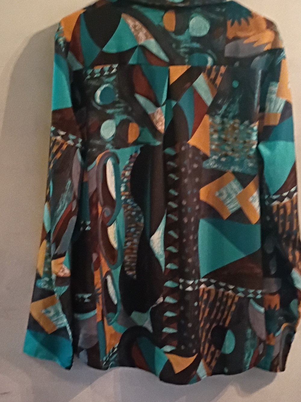 Match Women’s Abstract Geometric Skirt in Teal, Brown and Gold